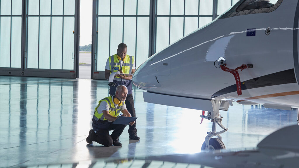 Highest safety standards conducted on a private jet performed by ground crew and engineer